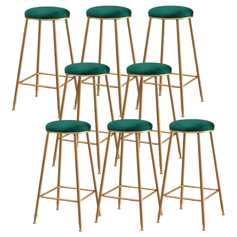 Contemporary Bar Stool Round Seat Barstool with Footrest and Metal Base