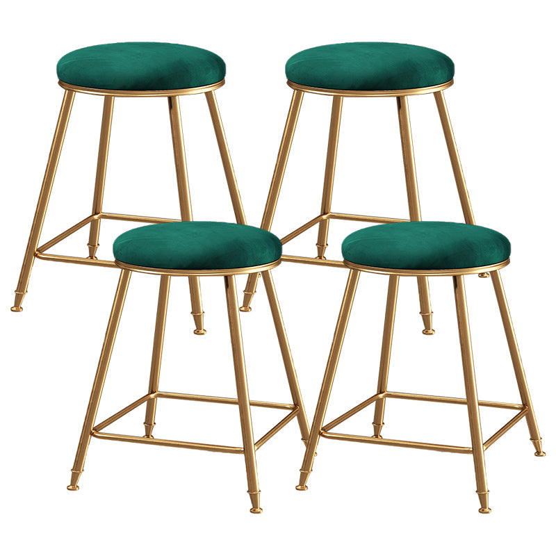 Contemporary Bar Stool Round Seat Barstool with Footrest and Metal Base
