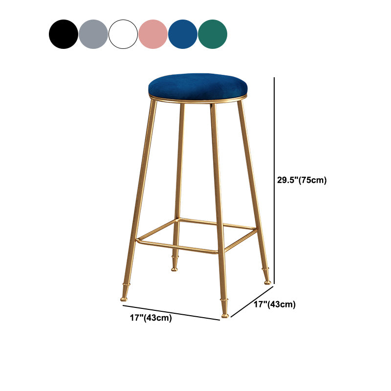 Contemporary Bar Stool Round Seat Barstool with Footrest and Metal Base