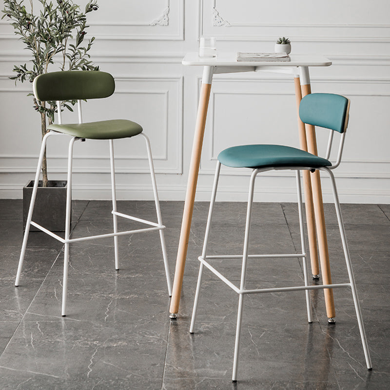 Industrial Iron Legs Bar Stool PU Leather Low Back Barstools for Living Room