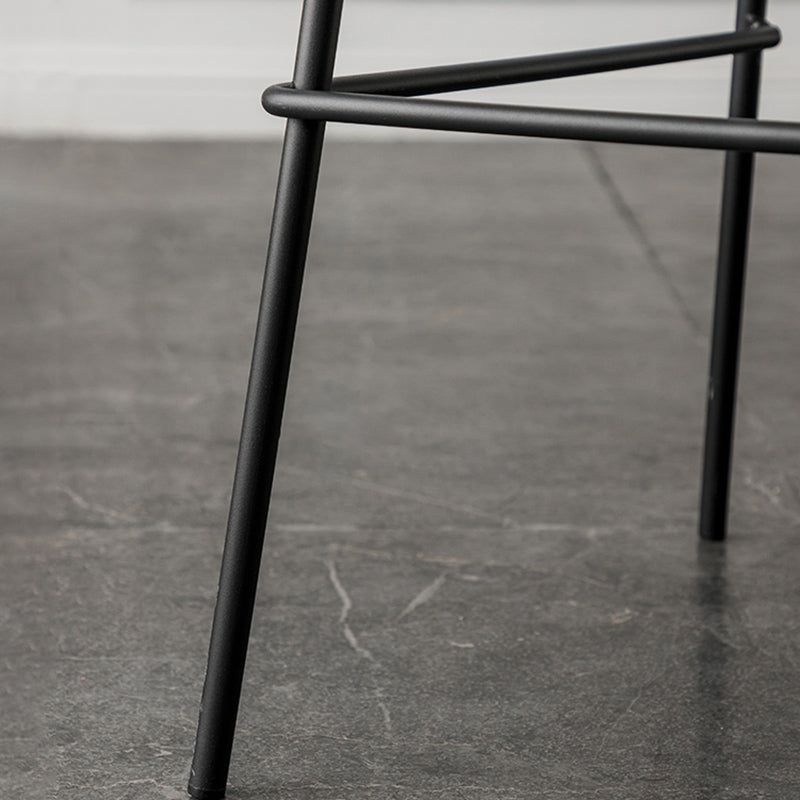 Industrial Iron Legs Bar Stool PU Leather Low Back Barstools for Living Room