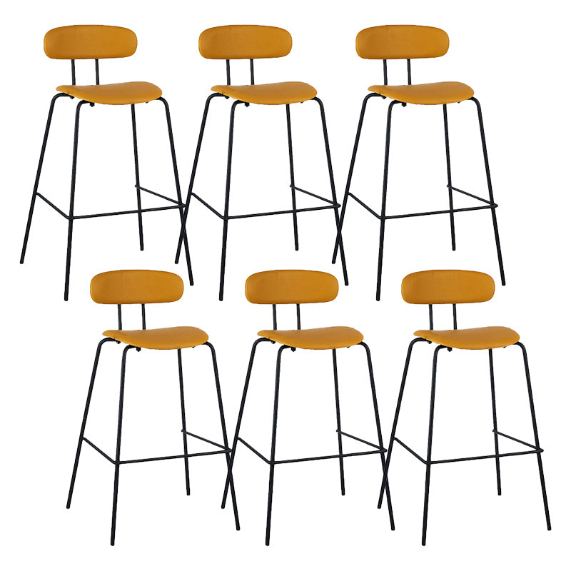 Industrial Iron Legs Bar Stool PU Leather Low Back Barstools for Living Room