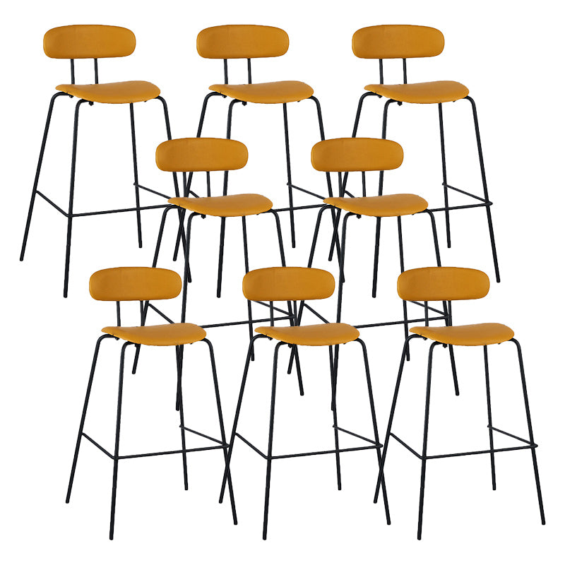Industrial Iron Legs Bar Stool PU Leather Low Back Barstools for Living Room