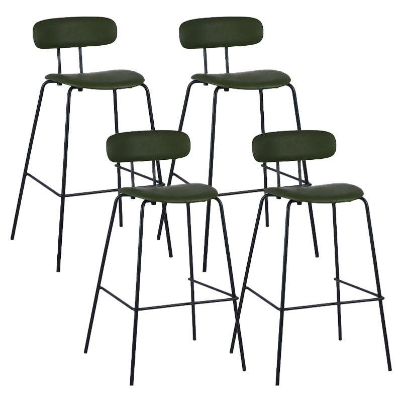 Industrial Iron Legs Bar Stool PU Leather Low Back Barstools for Living Room