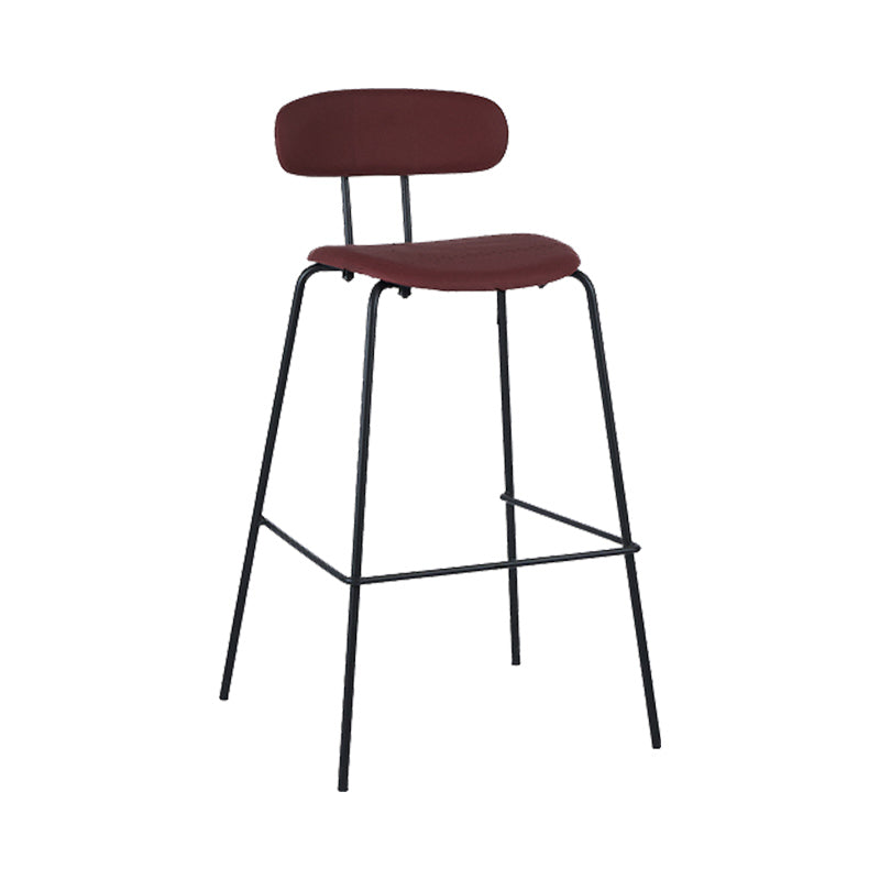Industrial Iron Legs Bar Stool PU Leather Low Back Barstools for Living Room