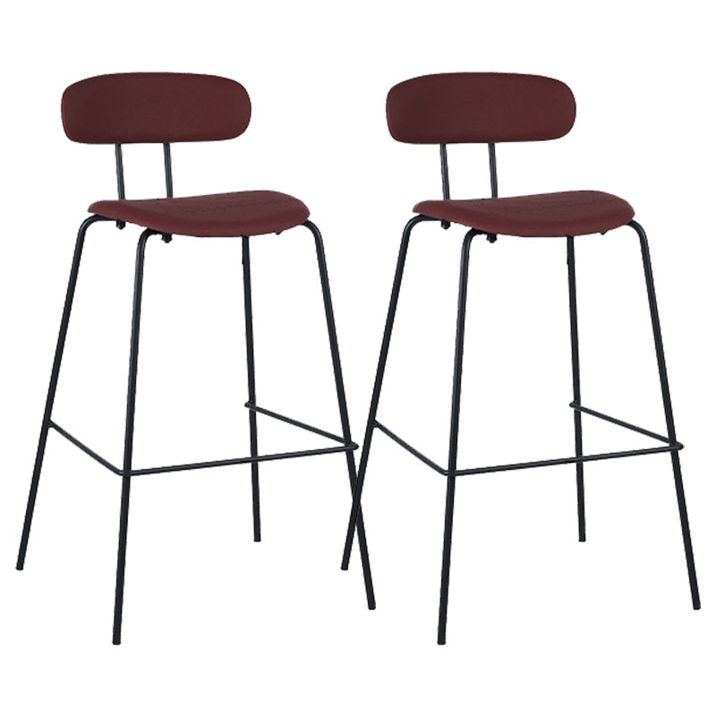 Industrial Iron Legs Bar Stool PU Leather Low Back Barstools for Living Room