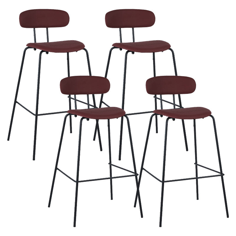 Industrial Iron Legs Bar Stool PU Leather Low Back Barstools for Living Room