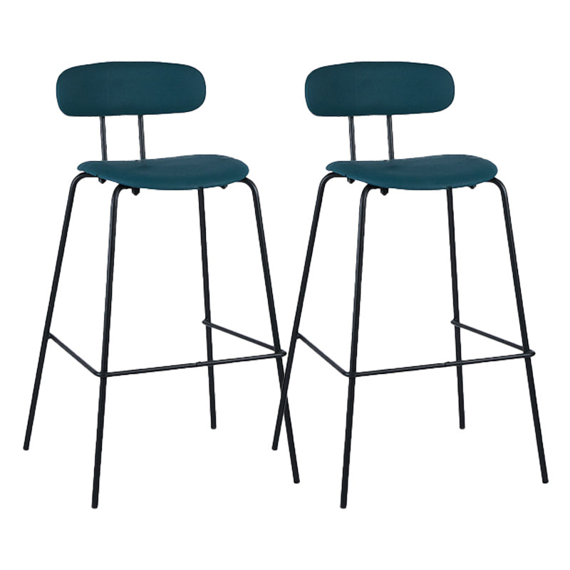 Industrial Iron Legs Bar Stool PU Leather Low Back Barstools for Living Room