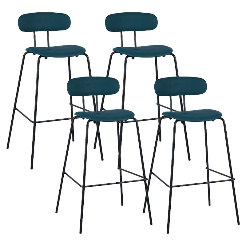 Industrial Iron Legs Bar Stool PU Leather Low Back Barstools for Living Room