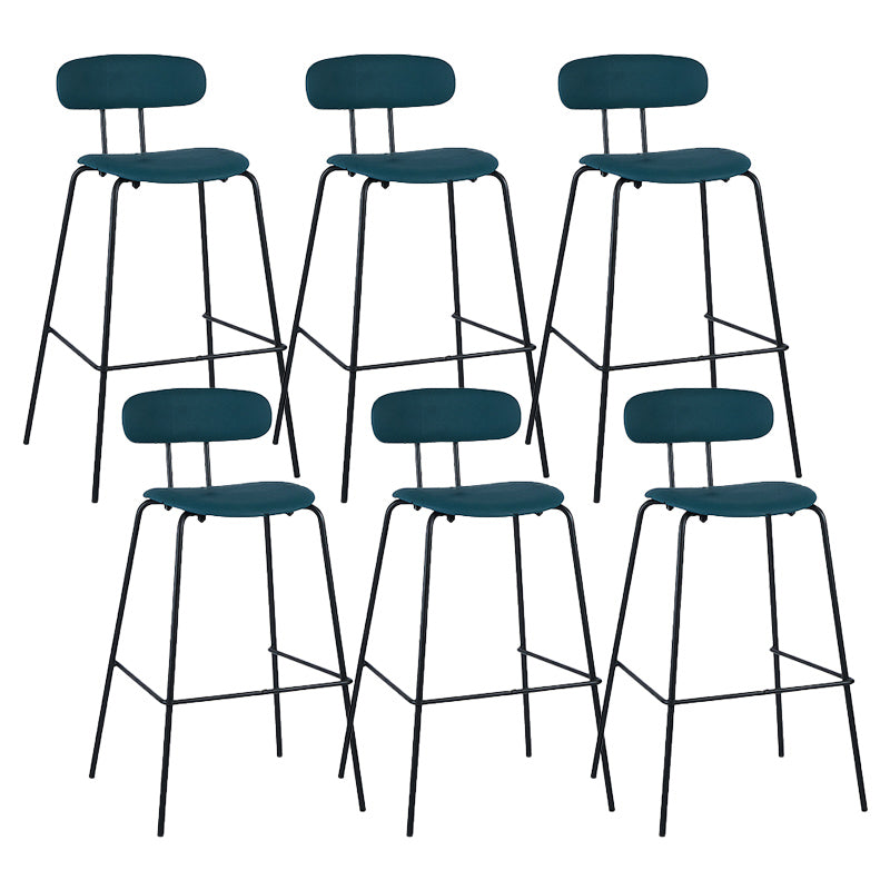Industrial Iron Legs Bar Stool PU Leather Low Back Barstools for Living Room