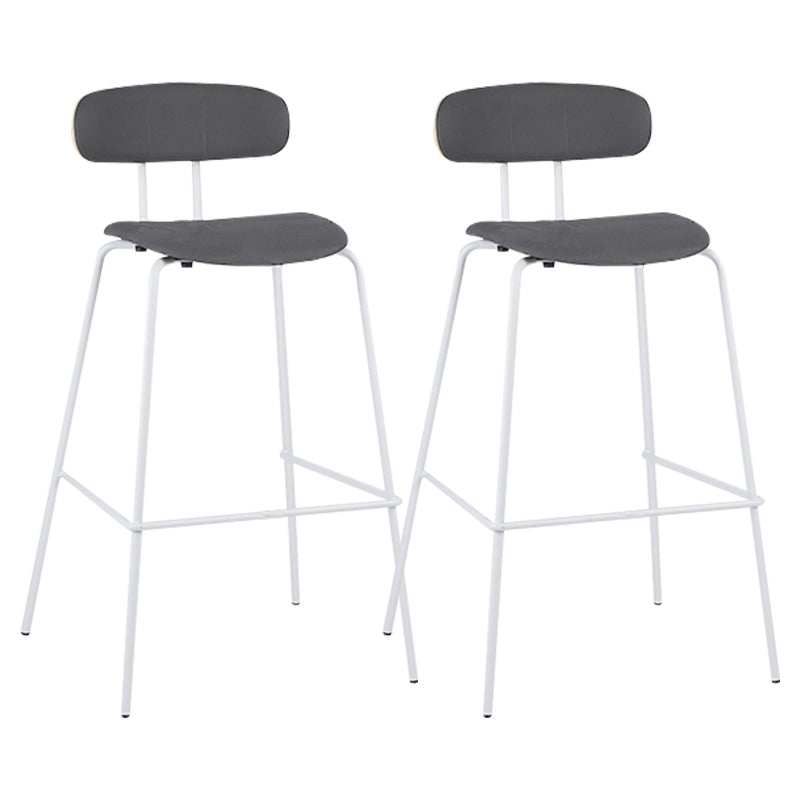 Industrial Iron Legs Bar Stool PU Leather Low Back Barstools for Living Room
