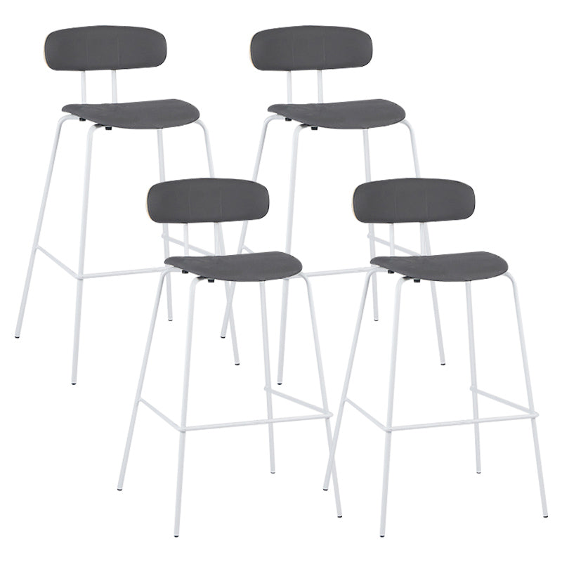 Industrial Iron Legs Bar Stool PU Leather Low Back Barstools for Living Room