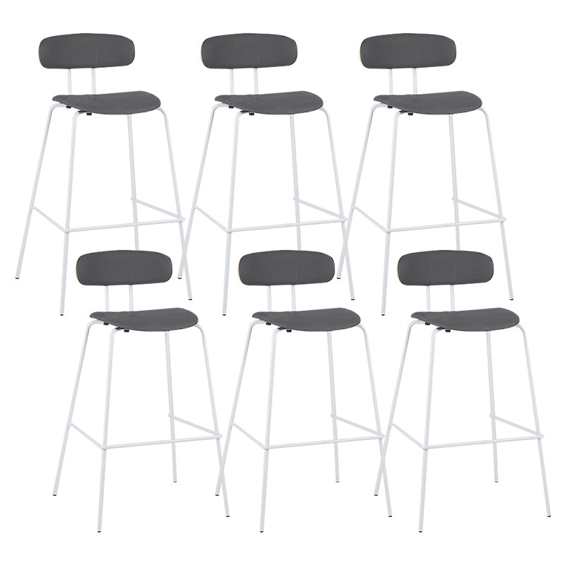 Industrial Iron Legs Bar Stool PU Leather Low Back Barstools for Living Room