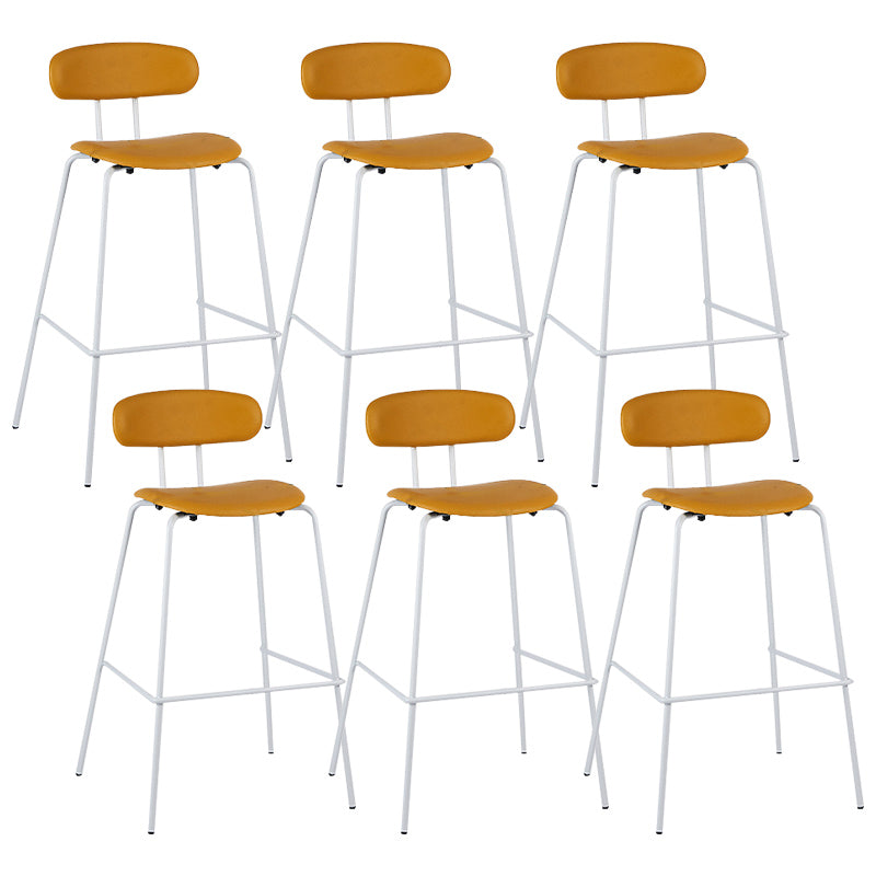 Industrial Iron Legs Bar Stool PU Leather Low Back Barstools for Living Room