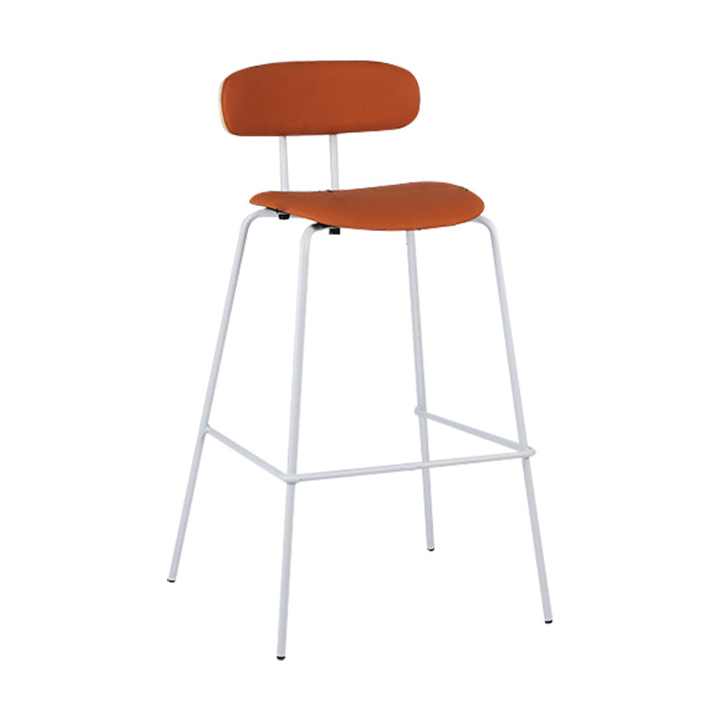 Industrial Iron Legs Bar Stool PU Leather Low Back Barstools for Living Room