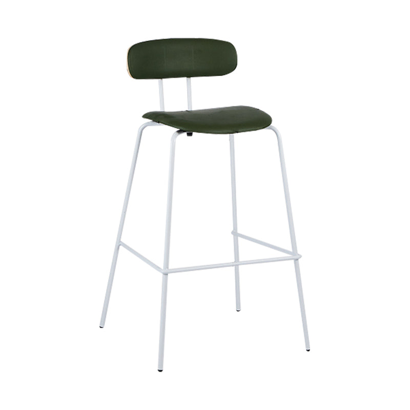 Industrial Iron Legs Bar Stool PU Leather Low Back Barstools for Living Room