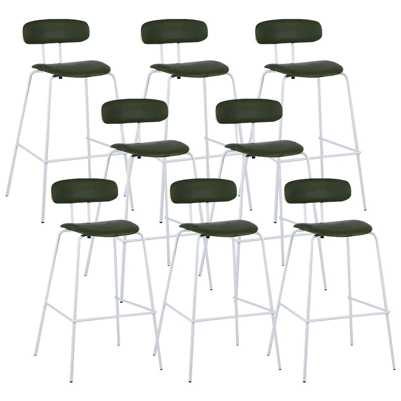 Industrial Iron Legs Bar Stool PU Leather Low Back Barstools for Living Room