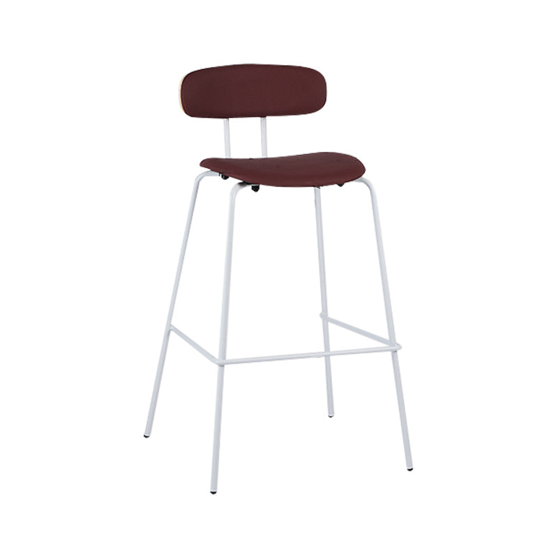 Industrial Iron Legs Bar Stool PU Leather Low Back Barstools for Living Room