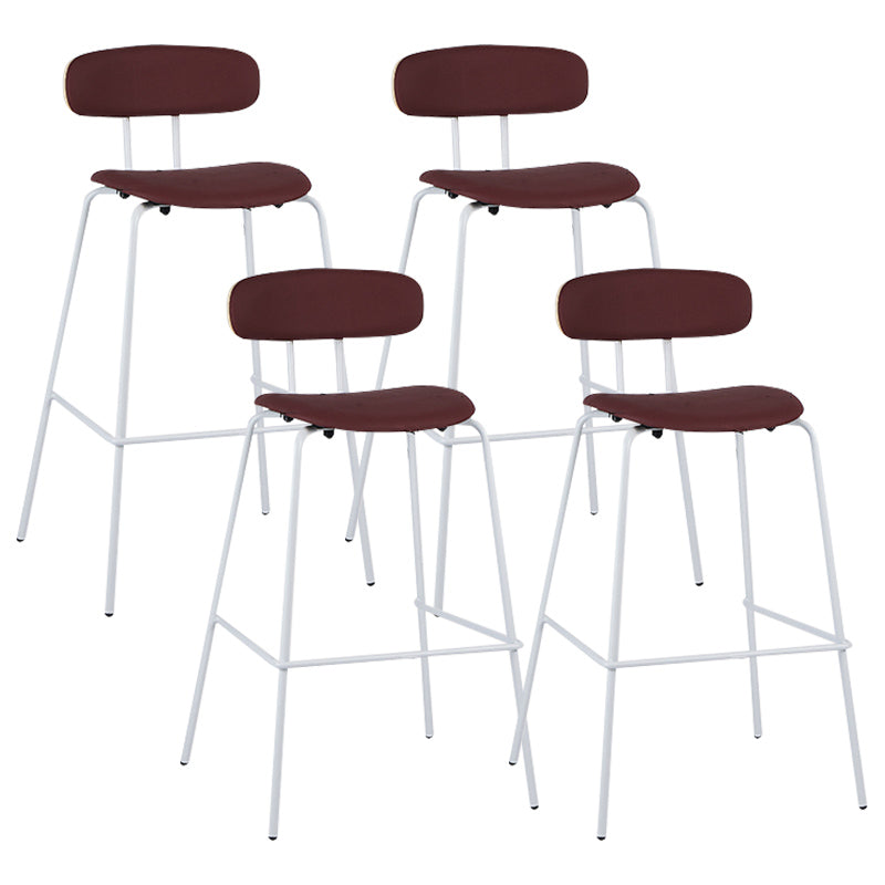 Industrial Iron Legs Bar Stool PU Leather Low Back Barstools for Living Room