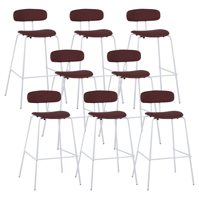 Industrial Iron Legs Bar Stool PU Leather Low Back Barstools for Living Room