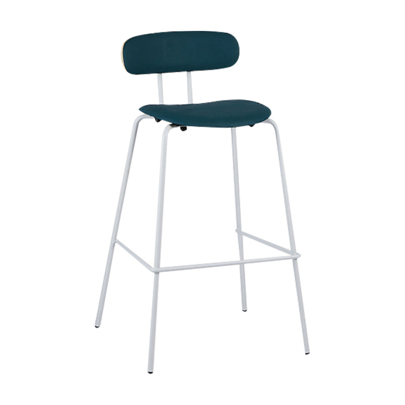 Industrial Iron Legs Bar Stool PU Leather Low Back Barstools for Living Room