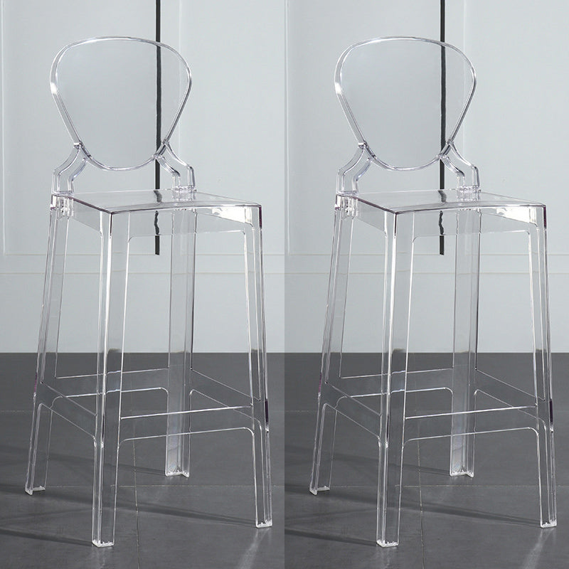 Footrest Furniture Modern Style Plastic Low Back Counter Stool with 4 Legs