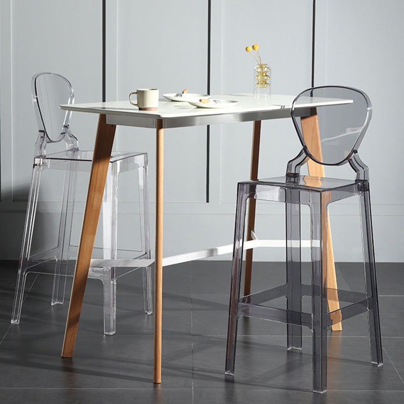 Footrest Furniture Modern Style Plastic Low Back Counter Stool with 4 Legs