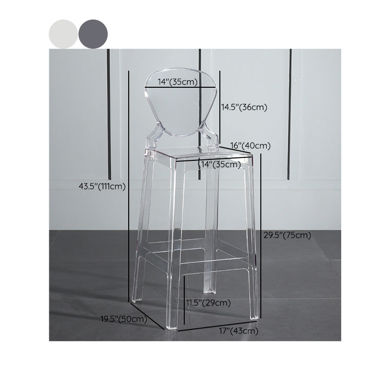 Footrest Furniture Modern Style Plastic Low Back Counter Stool with 4 Legs