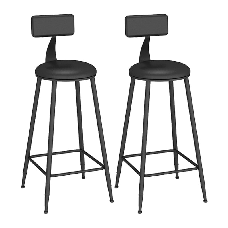 Industrial Backrest Counter Stool Iron Bar Stool with Leather Cushion and Footrest