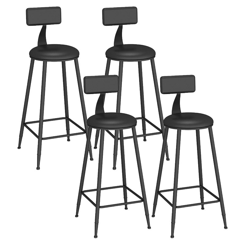 Industrial Backrest Counter Stool Iron Bar Stool with Leather Cushion and Footrest
