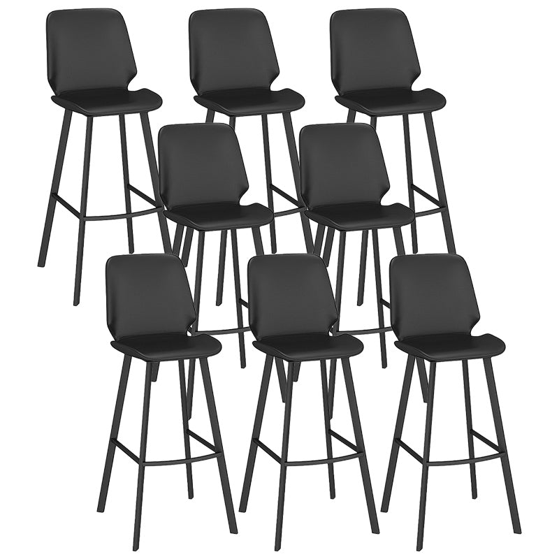 Industrial Backrest Counter Stool Iron Bar Stool with Leather Cushion and Footrest