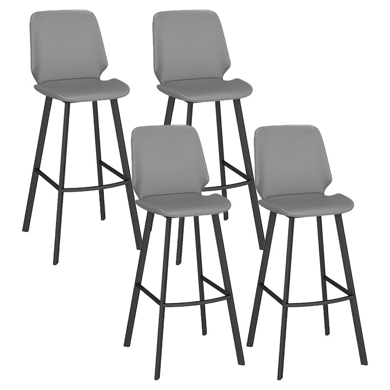 Industrial Backrest Counter Stool Iron Bar Stool with Leather Cushion and Footrest