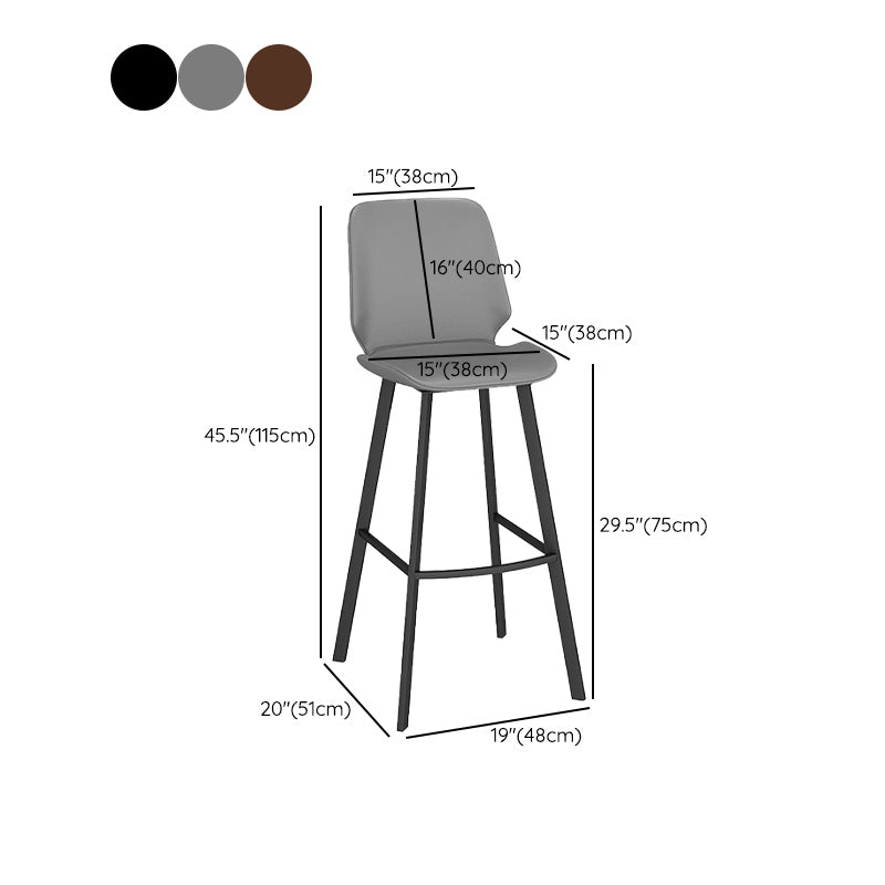 Industrial Backrest Counter Stool Iron Bar Stool with Leather Cushion and Footrest