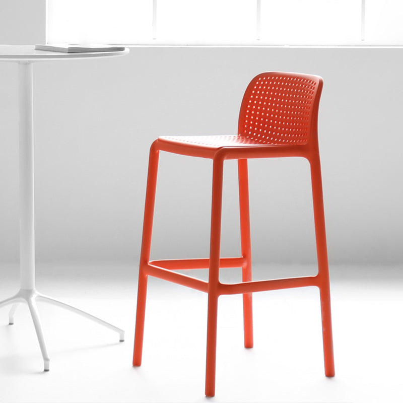 Modern Plastic Footrest Bar Stool Low Back Coffee Shop Counter & Bar Stool