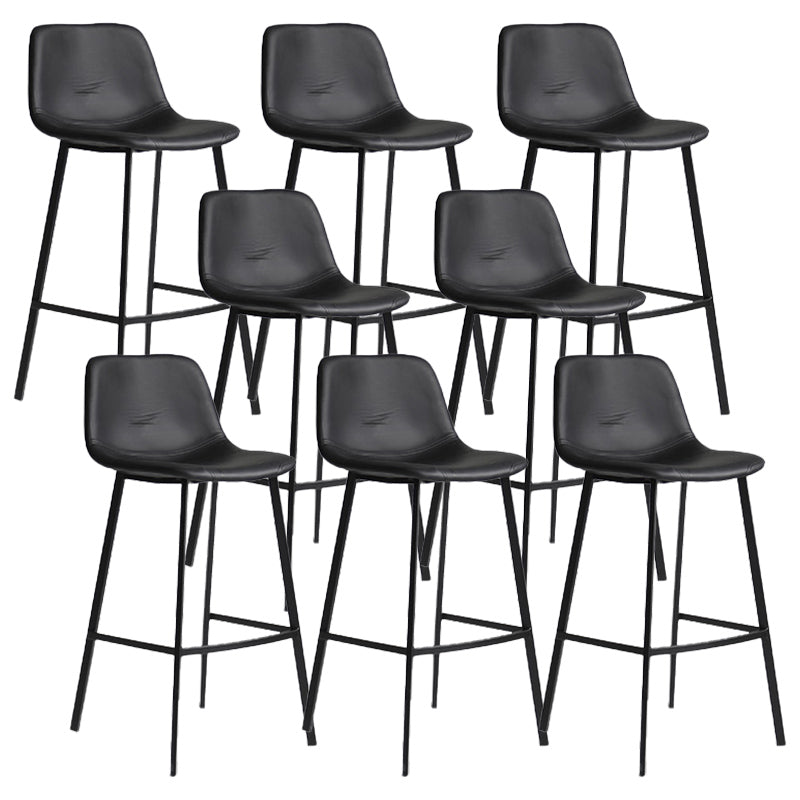 Industrial Bucket Counter Chair Faux Leather Footrest Dining Stool with Black Base