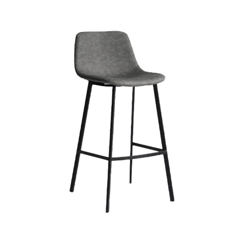 Industrial Bucket Counter Chair Faux Leather Footrest Dining Stool with Black Base