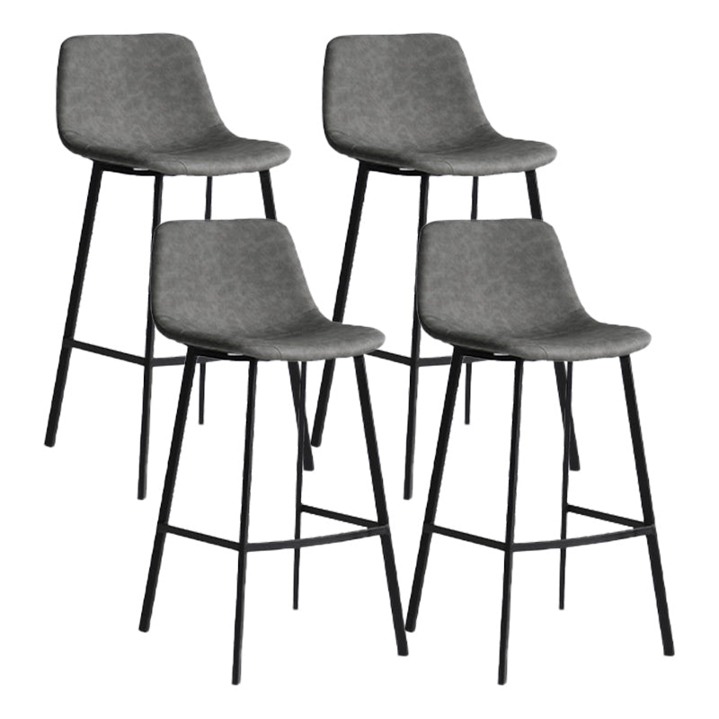 Industrial Bucket Counter Chair Faux Leather Footrest Dining Stool with Black Base