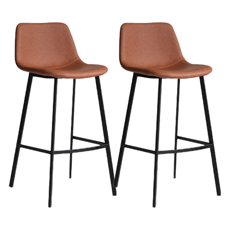 Industrial Bucket Counter Chair Faux Leather Footrest Dining Stool with Black Base