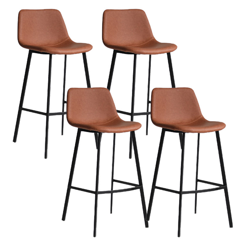 Industrial Bucket Counter Chair Faux Leather Footrest Dining Stool with Black Base