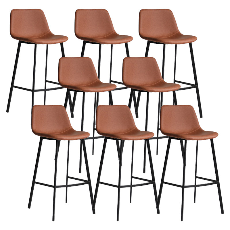 Industrial Bucket Counter Chair Faux Leather Footrest Dining Stool with Black Base