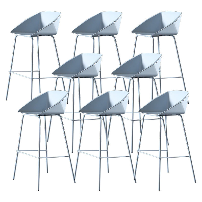 Scandinavian Metal Plastic Counter Stools Low Back Bar Stool with Footrest