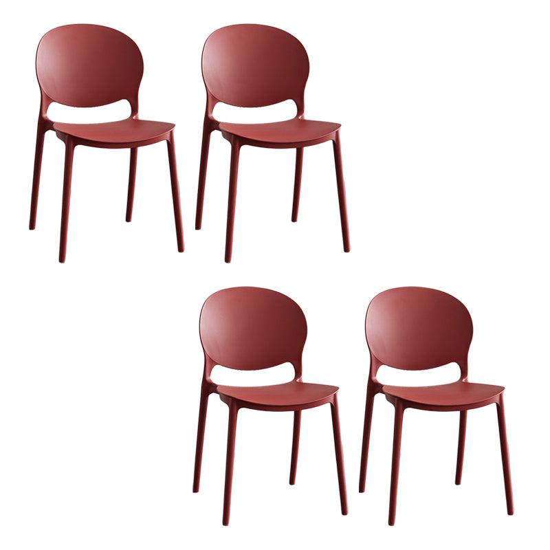 Modern Stackable Chair Dining Open Back Armless Chair for Kitchen with Plastic Legs