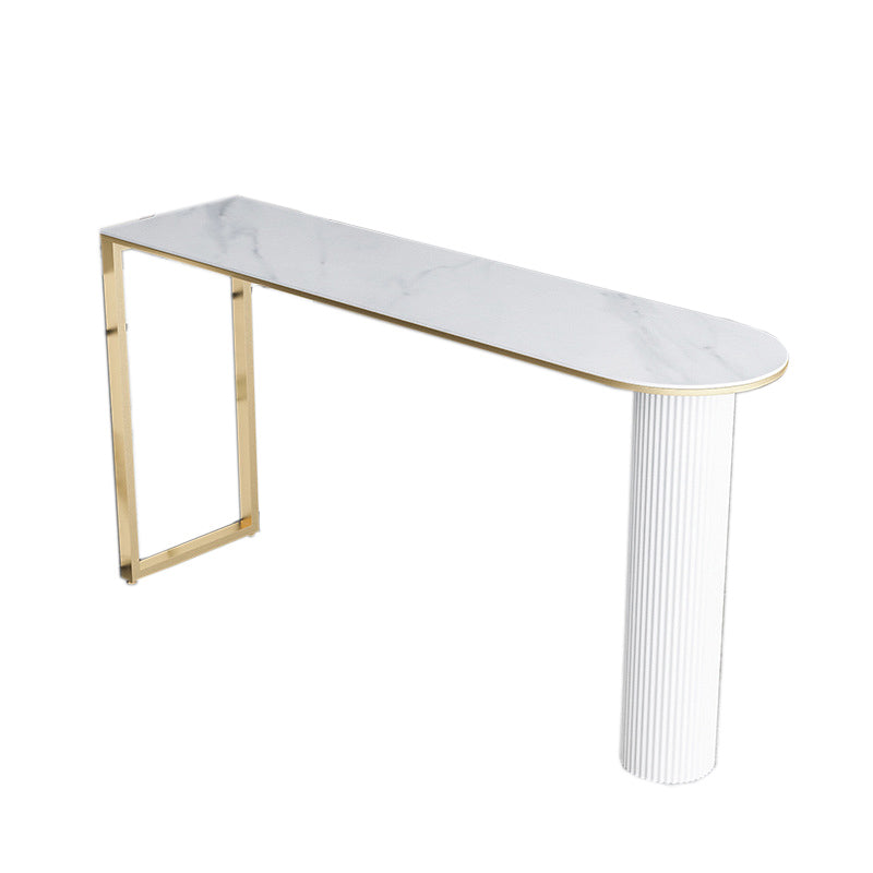 Free Form Double Pedestal Bar Table Stone Top Bar Height Table for Living Room