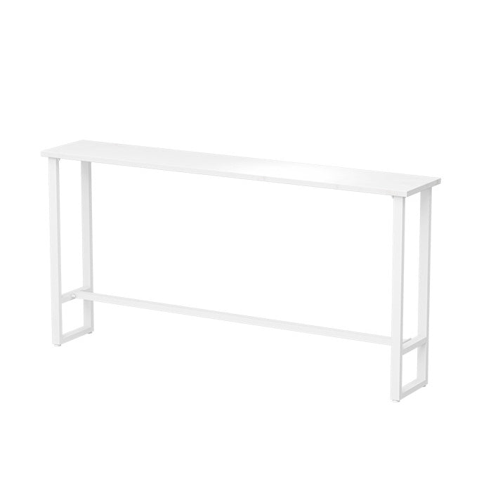 Glam Pub Table Rectangle Stone Bar Table with Trestle Base for Indoor