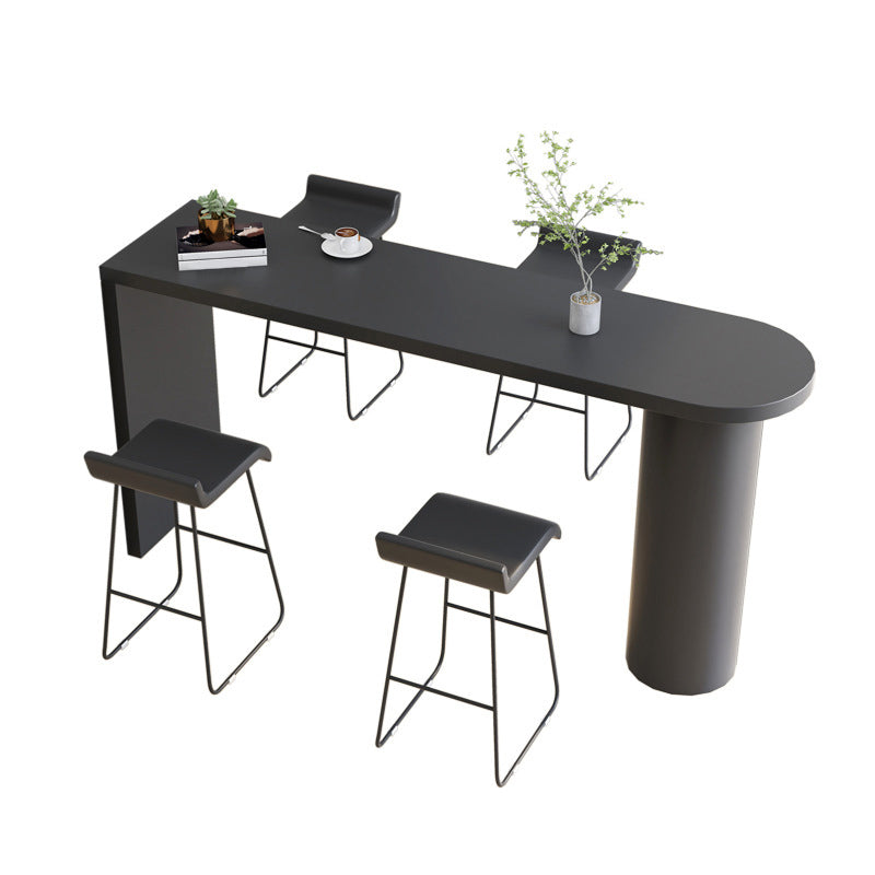 Contemporary Pub Table Solid Wood Free Form Bar Table for Indoor