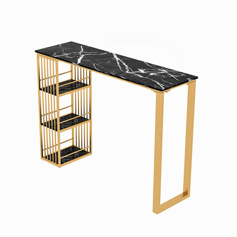 Glam Pub Table Bar Height Rectangle Gold Metal Base Bar Table for Outdoor