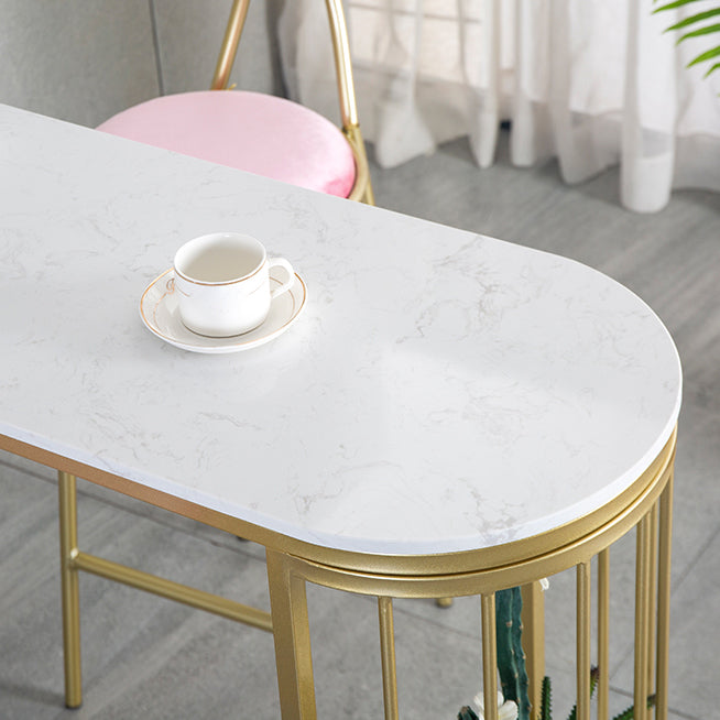 Glam Specialty Bar Dining Table Stone Bistro Bar Table with Shelves