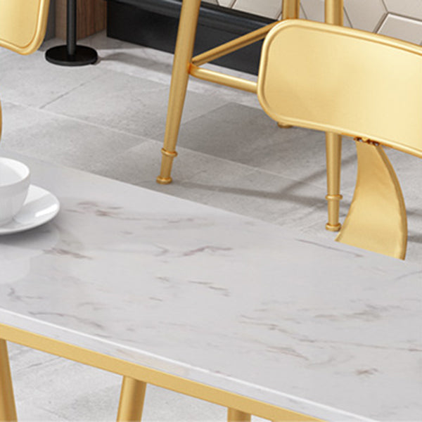 Glam Pub Table Bar Height Rectangle White Stone Top Bar Table