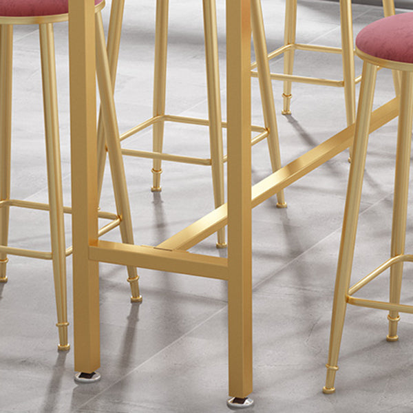 Glam Pub Table Bar Height Rectangle White Stone Top Bar Table