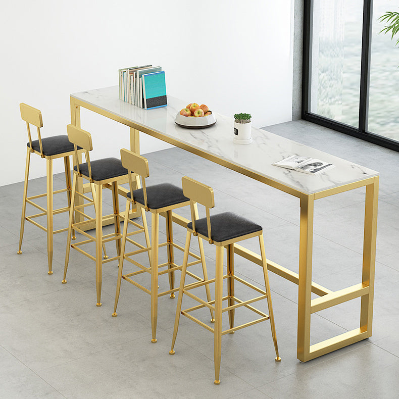 Rectangle Pub Table Bar Height Glam Stone Top Bar Table for Indoor